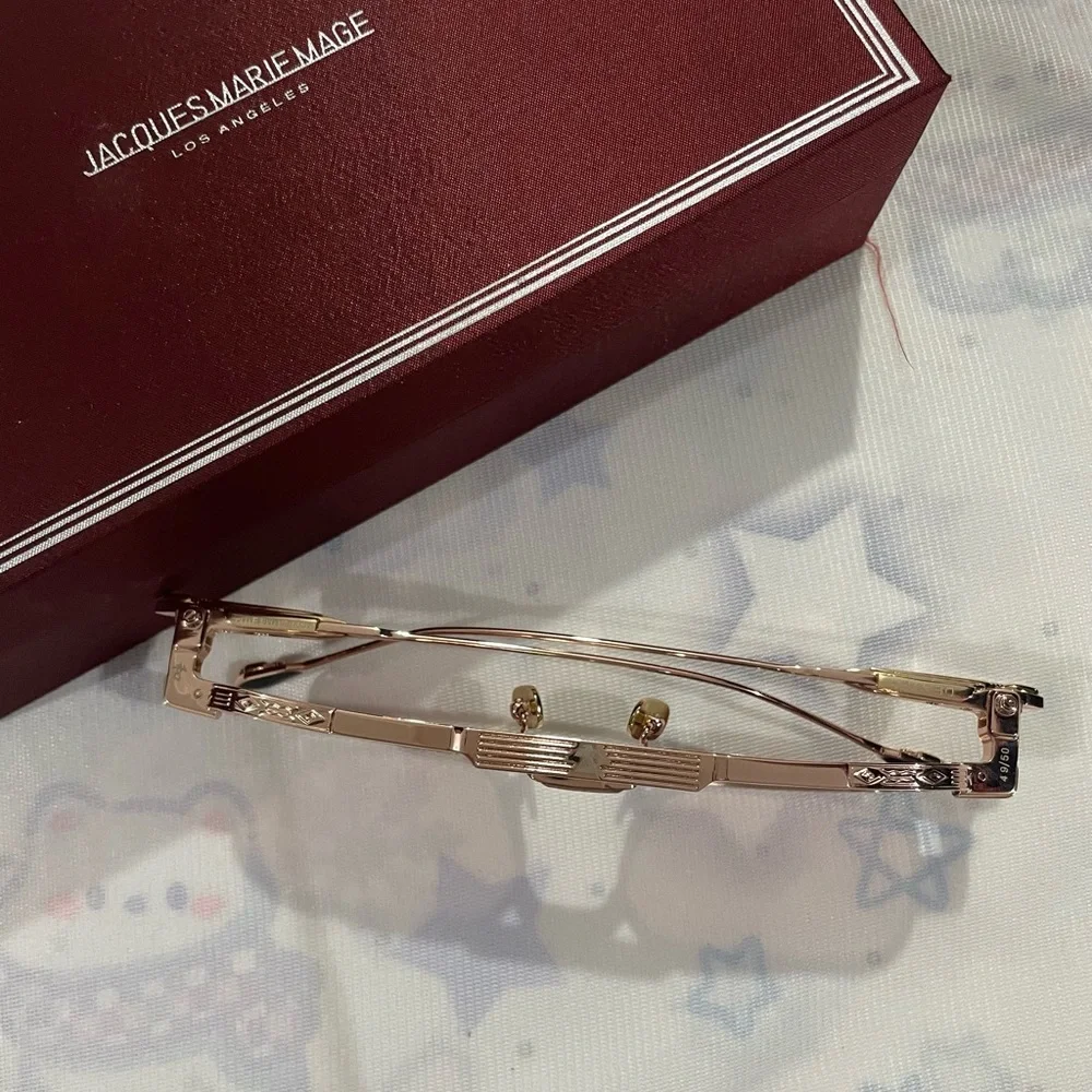 Jacques Marie Mage Women’s Gold Frame Sunglasses with Burgundy Lenses